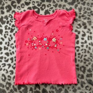 Carter’s Glitter Flower Graphic Top in Coral Pink Size 12 Months